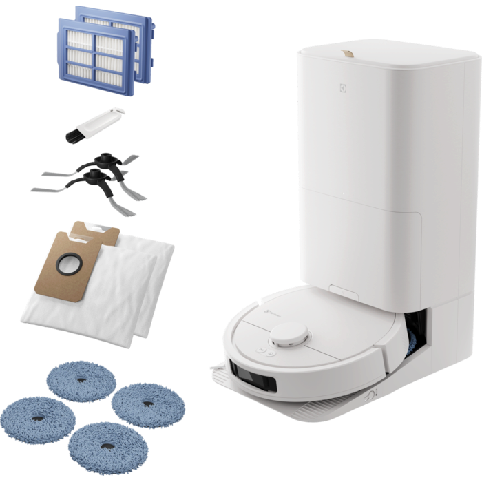 Electrolux ER81UW3SW 800 Robot Vacuum Cleaner with All-in-1 station robotski usisavač bez vrećice Shell White 208 minuta