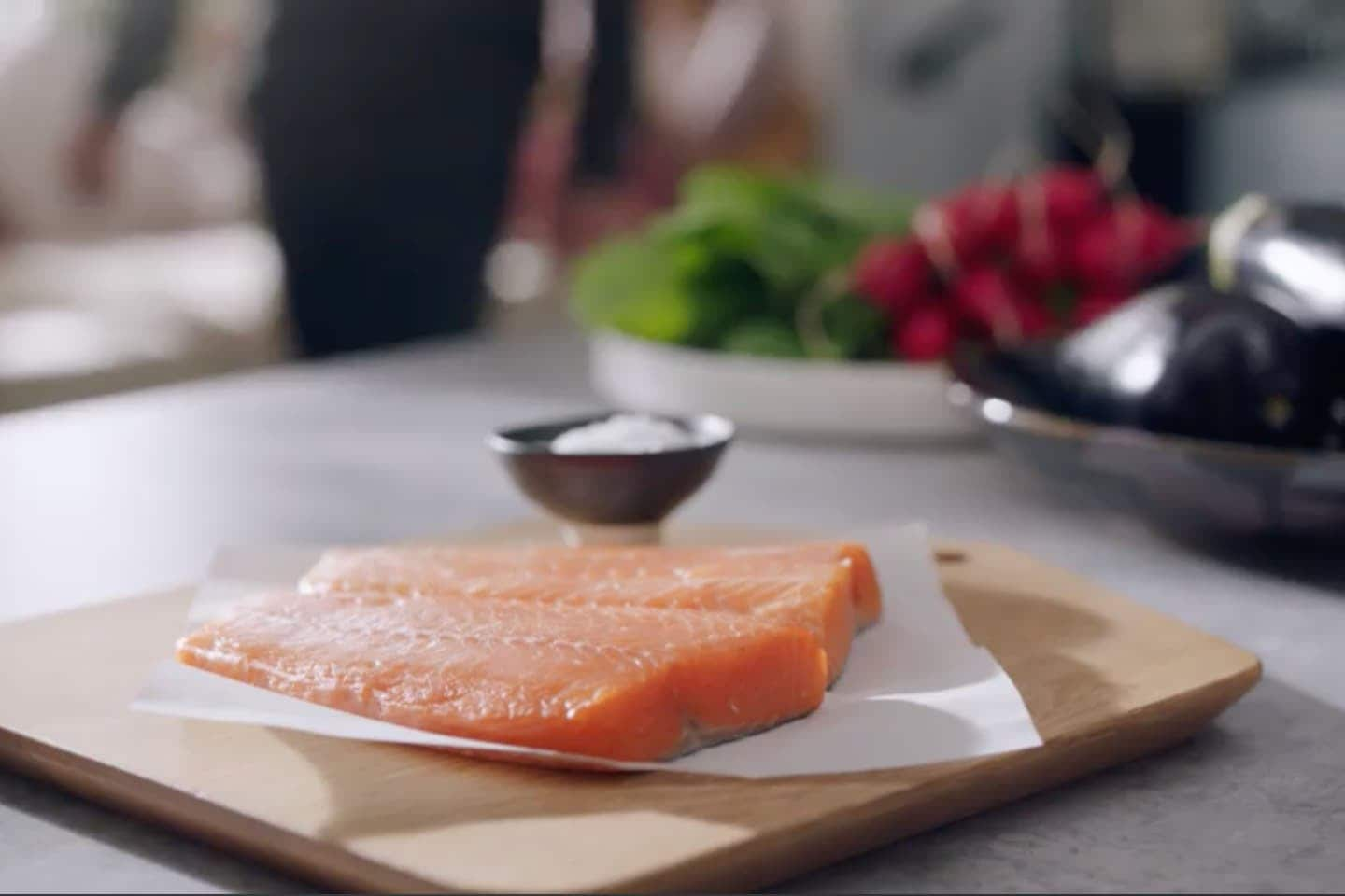 Salmon in pan