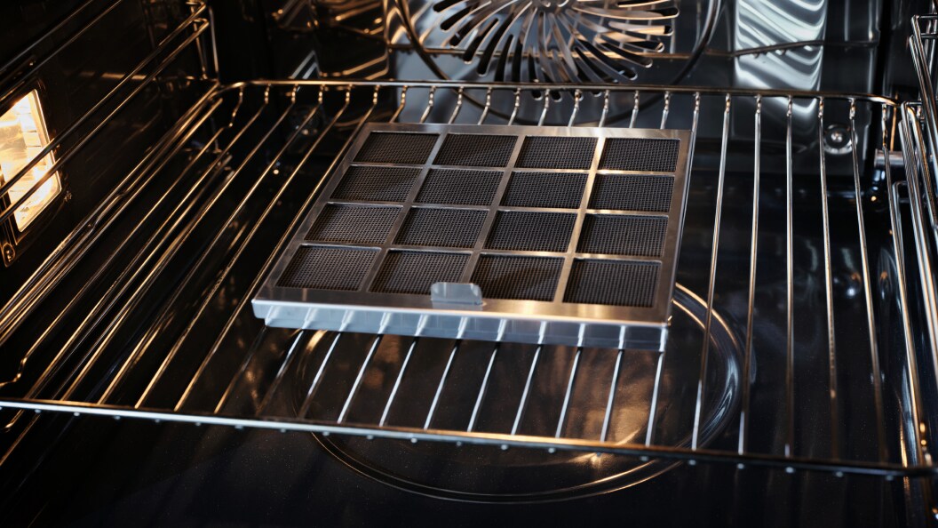 AEG carbon filter in an oven.